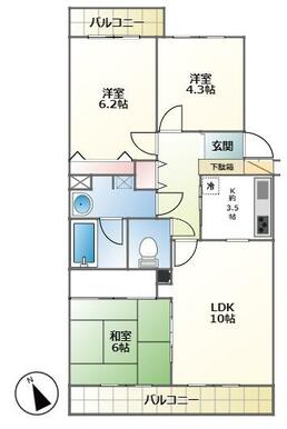 ３ＬＤＫ様々な用途でご利用いただける間取りです。