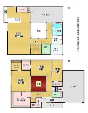 シャッター付きのガレージは、お車ははもちろんアウトドア用品の収納にも便利！