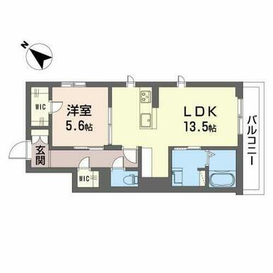 １ＬＤＫ、南西向き角部屋です。