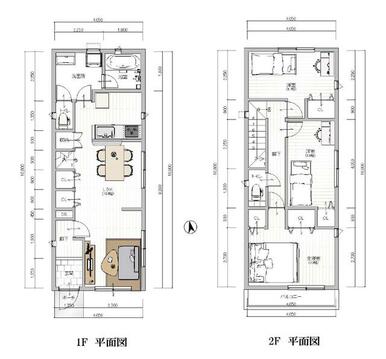 建物プラン例・３ＬＤＫの全居室収納付き　・建物１４５．１㎡（２６．４６坪）　・ＬＤＫ３面採光！