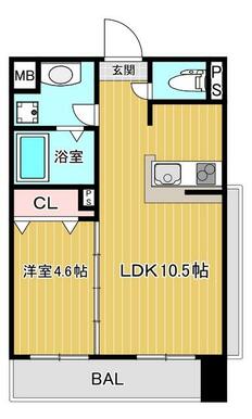 間取り反転となります。南側に窓・サービスバルコニー付き