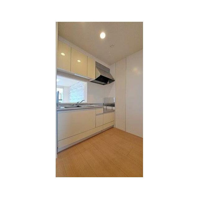 扉パネルを白で統一し、清潔感があり明るい雰囲気のキッチン♪水切り棚や上下に収納スペースを設けている…