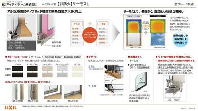 仕様紹介　サッシ Low-Eガラスと熱伝導率が低いアルゴンガスを利用した複層ガラス