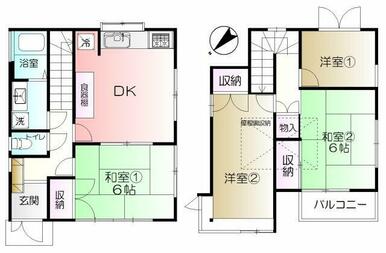 洋室、和室付き4DKタイプの戸建