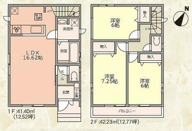 広々３ＬＤＫの間取り！キッチン部分アクセントクロス使用！