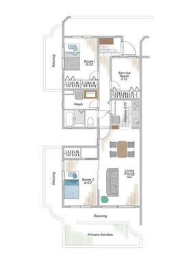 １階角部屋住戸、専用庭付