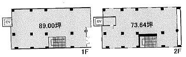 １階：８９坪、２階：７３．６４坪