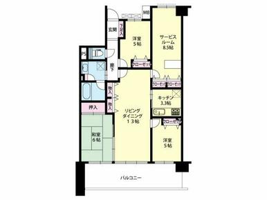 専有面積86.66㎡(壁芯)　間取り3LDK＋S