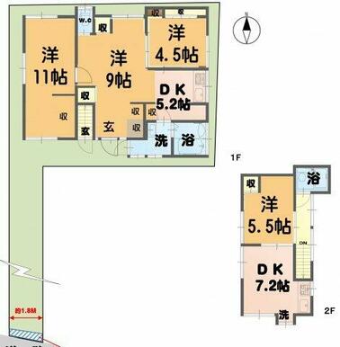 一階と二階にDKがあるので二人に賃貸できる多目的戸建てです