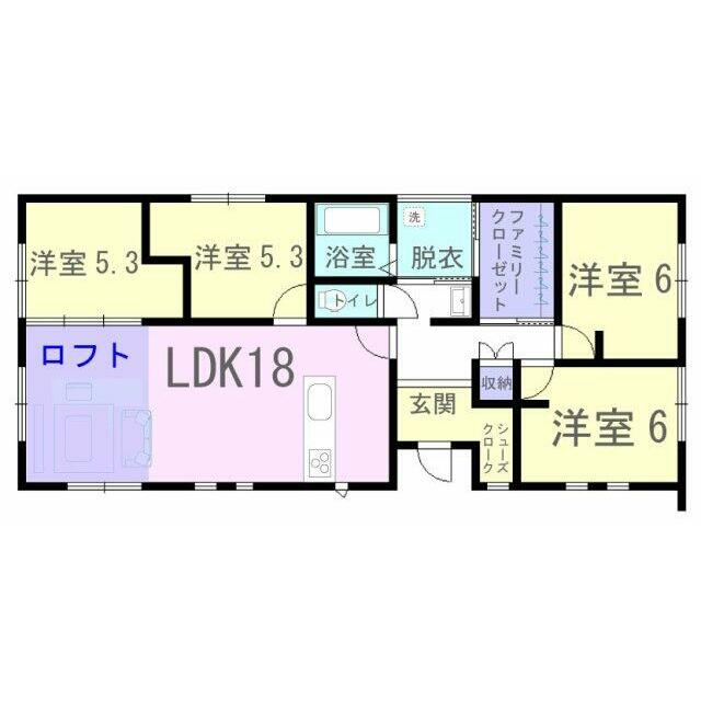 18帖の広々リビングに洋室が4部屋ある間取りです♪ロフト付き！