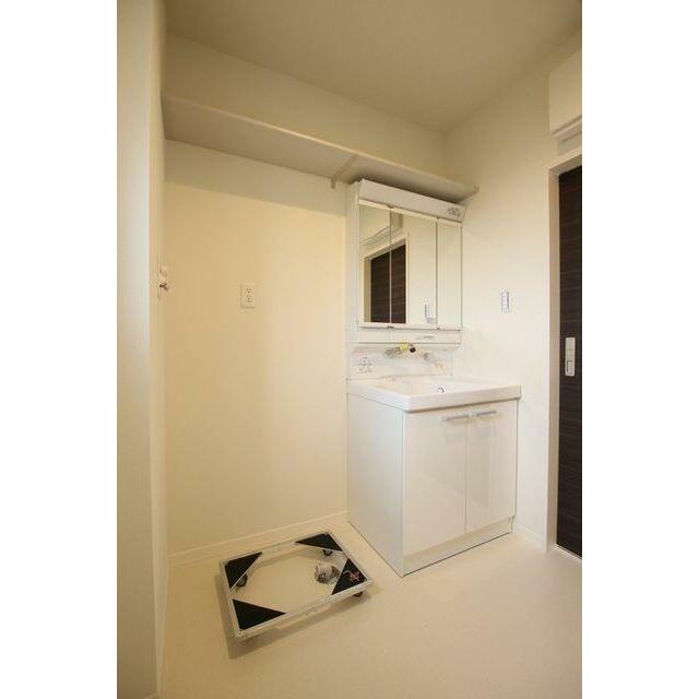 洗髪洗面化粧台付きです。収納棚もついています。