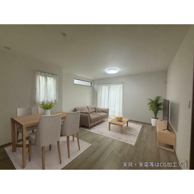 《B号棟》2面採光の明るいリビングです♪ ※家具付き物件ではございません