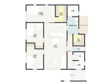 南向きの３ＬＤＫ。回廊型の間取りで毎日の生活を効率的に過ごせます。