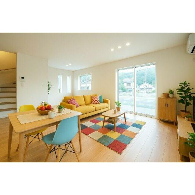 19.5帖のLDKに家具を配置するとこのような感じになります♪※類似物件のイメージ参考画像です。