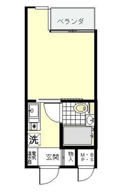 １Ｋ　床はクッションフロア　エアコン付