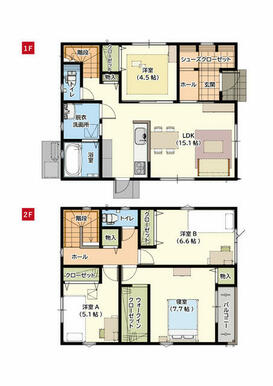 楽しい家族団らんもできる広々１５．１帖のＬＤＫがある住まいです♪　※画像はイメージです。