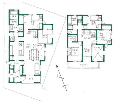 Ｃ区画参考Ｐｌａｎ　３世代住宅にも対応可能な５ＬＤＫ　施工面積１３８．２９㎡　施工価格２９８０万～