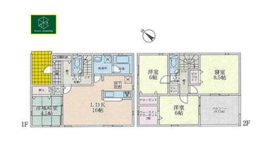 １号棟の間取り図です。４　ＬＤＫ　販売価格（土地＋建物）　２，２８０万円