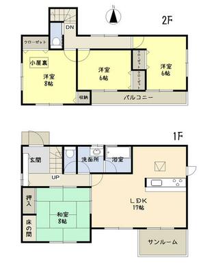 サンルーム＋充実収納の間取りです