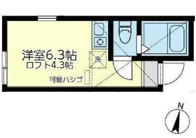 １０３　洋室６．３帖＋ロフト４．３帖