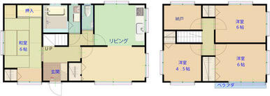 軽量鉄骨造２階建て、４ＬＤＫ