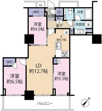 採光性・通風性良好のワイドスパンの間取りで、おうち時間を快適に