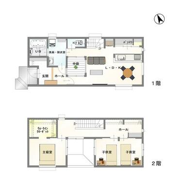 【神陵台９丁目分譲住宅】ロの字の間取りで中庭のあるお家。