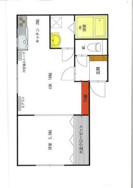ＬＤＫ１０帖　洋室５．３帖　キッチン２帖
