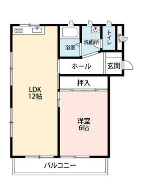 家具の配置がしやすい１ＬＤＫの間取りとなっております。