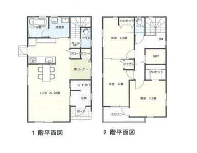 畳コーナー付き３ＬＤＫ。１階は全面床暖房完備。