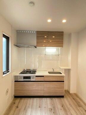 自炊派には嬉しい魚焼きグリルと３口ガスコンロのビルドインシステムキッチン仕様♪奥に収納したものも出…