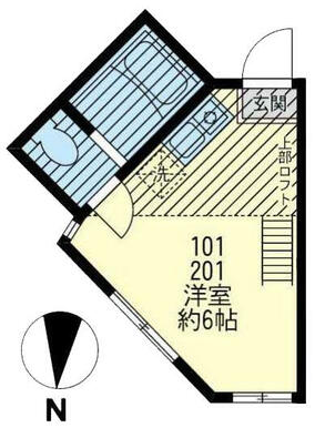 ２０１　洋室約６帖＋ロフト６㎡