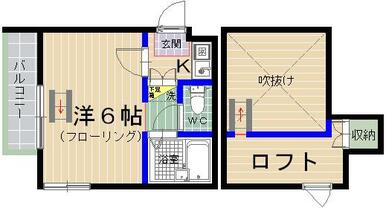 間取図（１Ｋ＋ロフト）