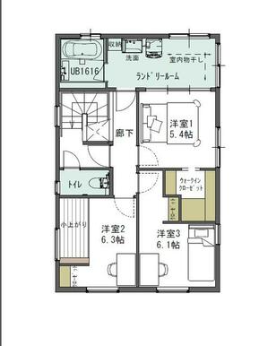 ２Ｆ）３部屋の間取り