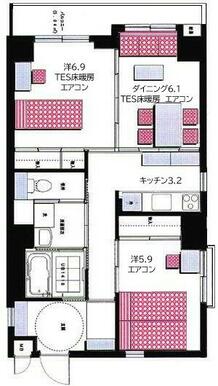 全居室フローリング　※家具類参考配置例