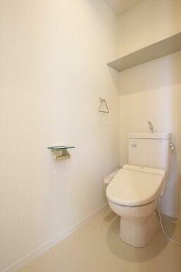 暖房洗浄便座仕様です。収納棚もついています。