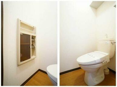 【トイレ】暖房洗浄便座のついたトイレです。冬でも暖かく御使用頂けます♪♪手洗いが出来るタオル掛けも…