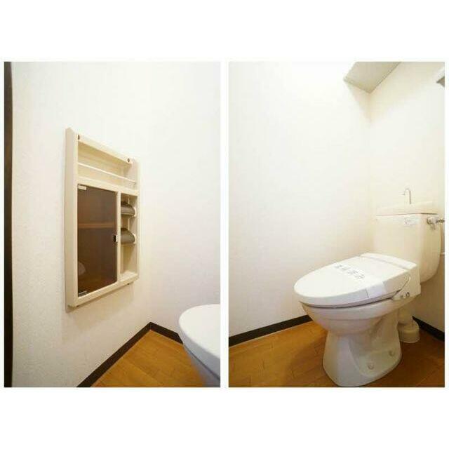 【トイレ】暖房洗浄便座のついたトイレです。冬でも暖かく御使用頂けます♪♪手洗いが出来るタオル掛けも…