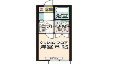 ＮＫ五輪　間取図　２０１号室　　洋室６帖の３帖ロフト付き