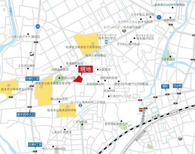 「栃木」駅まで徒歩１５分、ローソン栃木片柳二丁目店まで徒歩５分のロケーション！