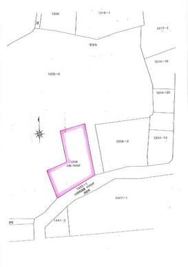 ピンク色に囲まれた所が、約２００坪の南向きの土地です。
