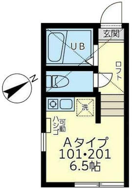 １０１　洋室６．５帖＋ロフト４帖