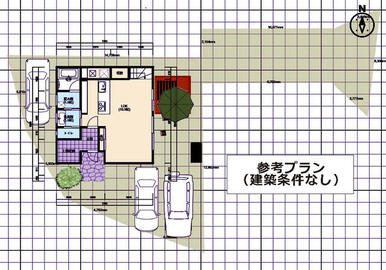 参考プランです。広いお庭、駐車場も３台とれます