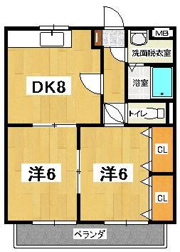 ２ＤＫ、洋室タイプのお部屋です　　　※　当社管理物件です！