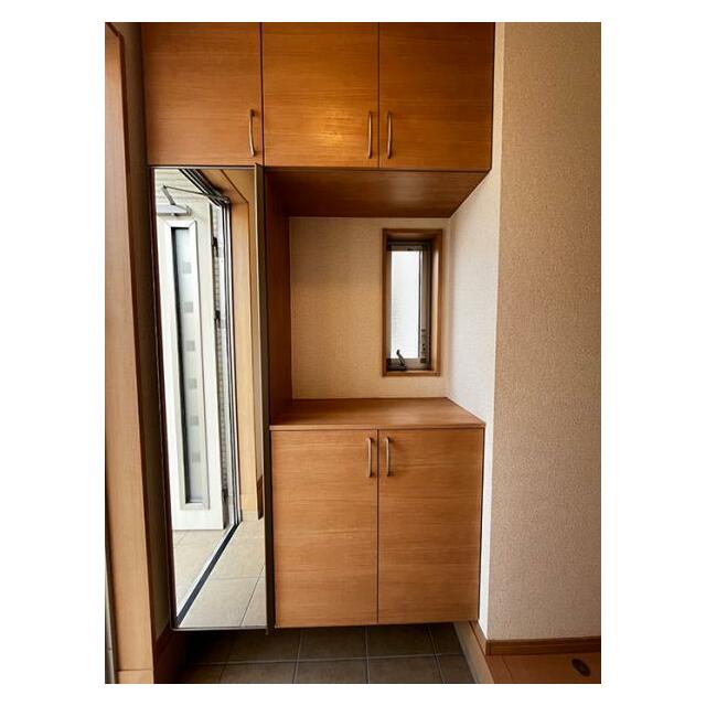 「玄関」全身鏡付きシューズ収納