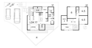 間取り（１Ｆ：４９．６８m2、２Ｆ：４３．０６m2）
