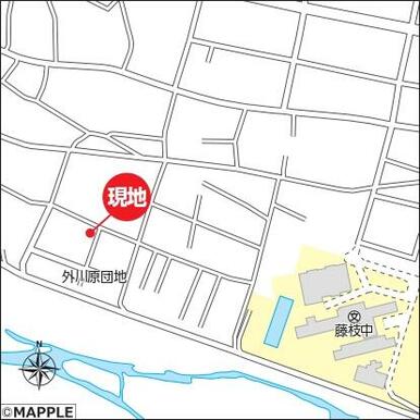 現地案内図（ナビ検索は藤枝市音羽町１－１３－２２で検索して下さい。）