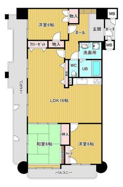 広々３ＬＤＫ！２面バルコニーの角部屋で明るく風通しの良い空間が魅力的。