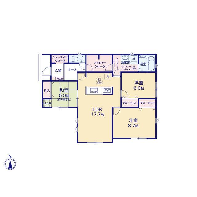 ２号棟　平屋３ＬＤＫ+Ｓ（ファミリークローク）