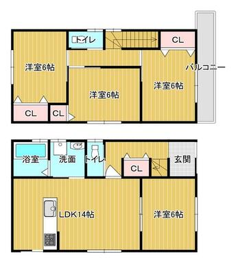 建物プラン例（１・２号地）建物価格：１，７８０万円、建物面積：８９．１㎡